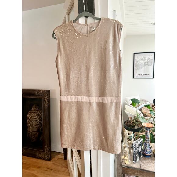 Halston Sequin Shift Dress – Blush Pink, Size 6 - Picture 3 of 7